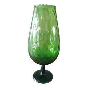 Grand vase forme verre années 60,vert.