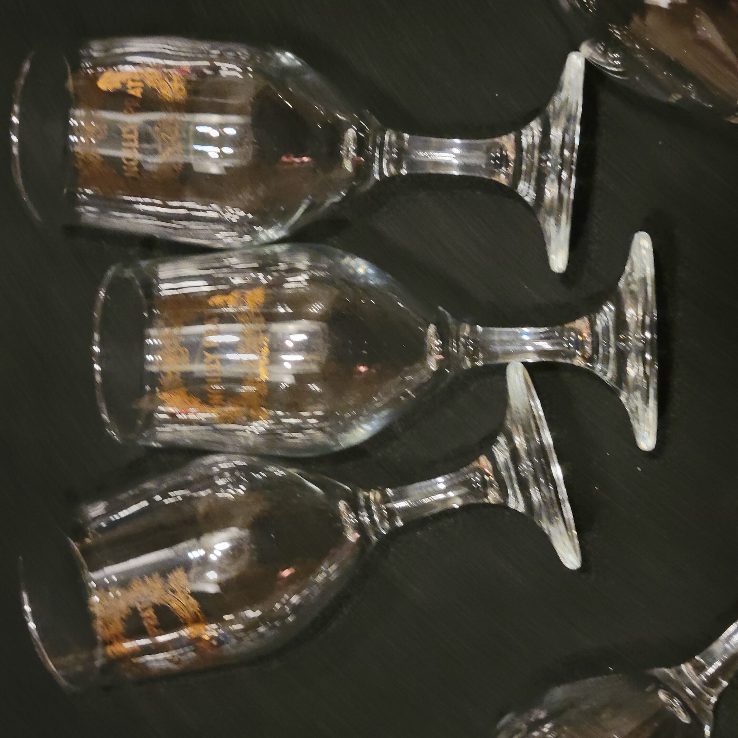 Vintage 10 glasses aperitif Noilly Prat on foot with golden inscription