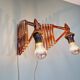 Pair of teak scissor wall lights, Scandinavian style, 1960s