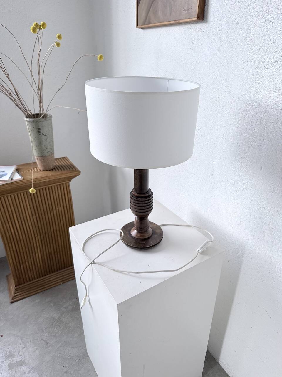 1940s Art Deco oak desk lamp