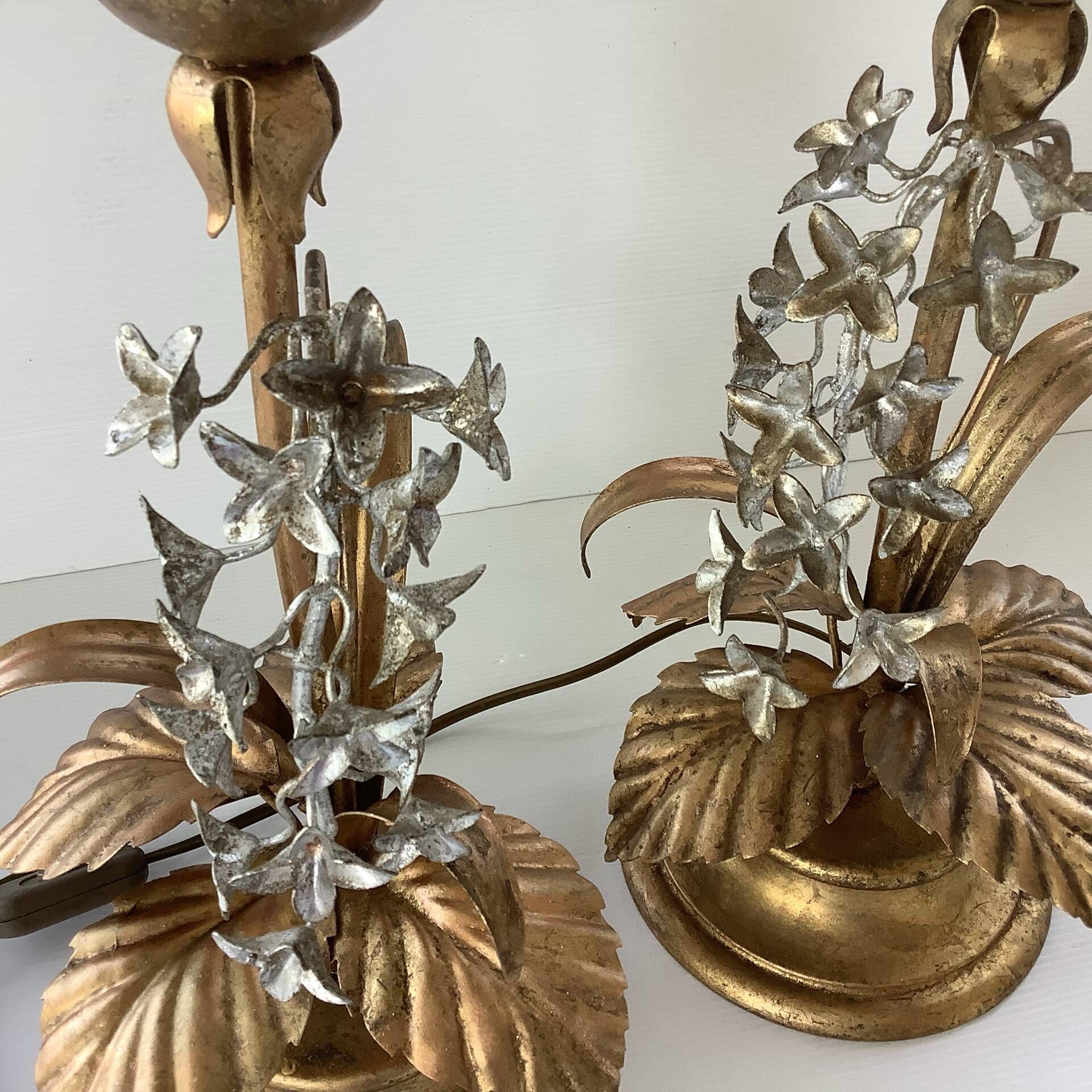 Pair of Lamps Attributed to Hans Kogl Vintage 1970 Hollywood Regency Wisteria