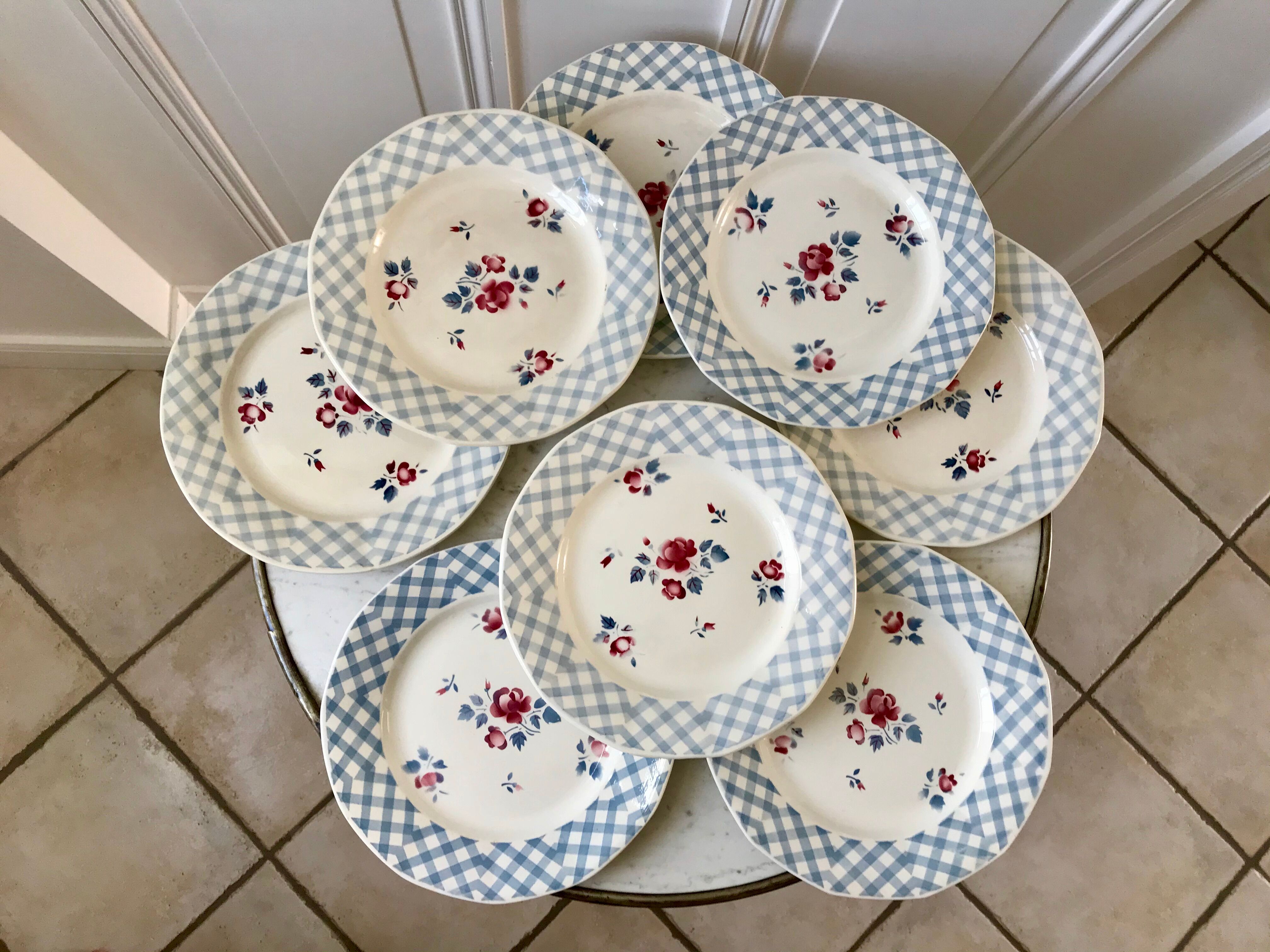 Set of 8 flat plates Digoin Sarreguemines 30s 40s