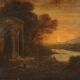Ancient landscape painting with architecture, oil on canvas, 18th century.