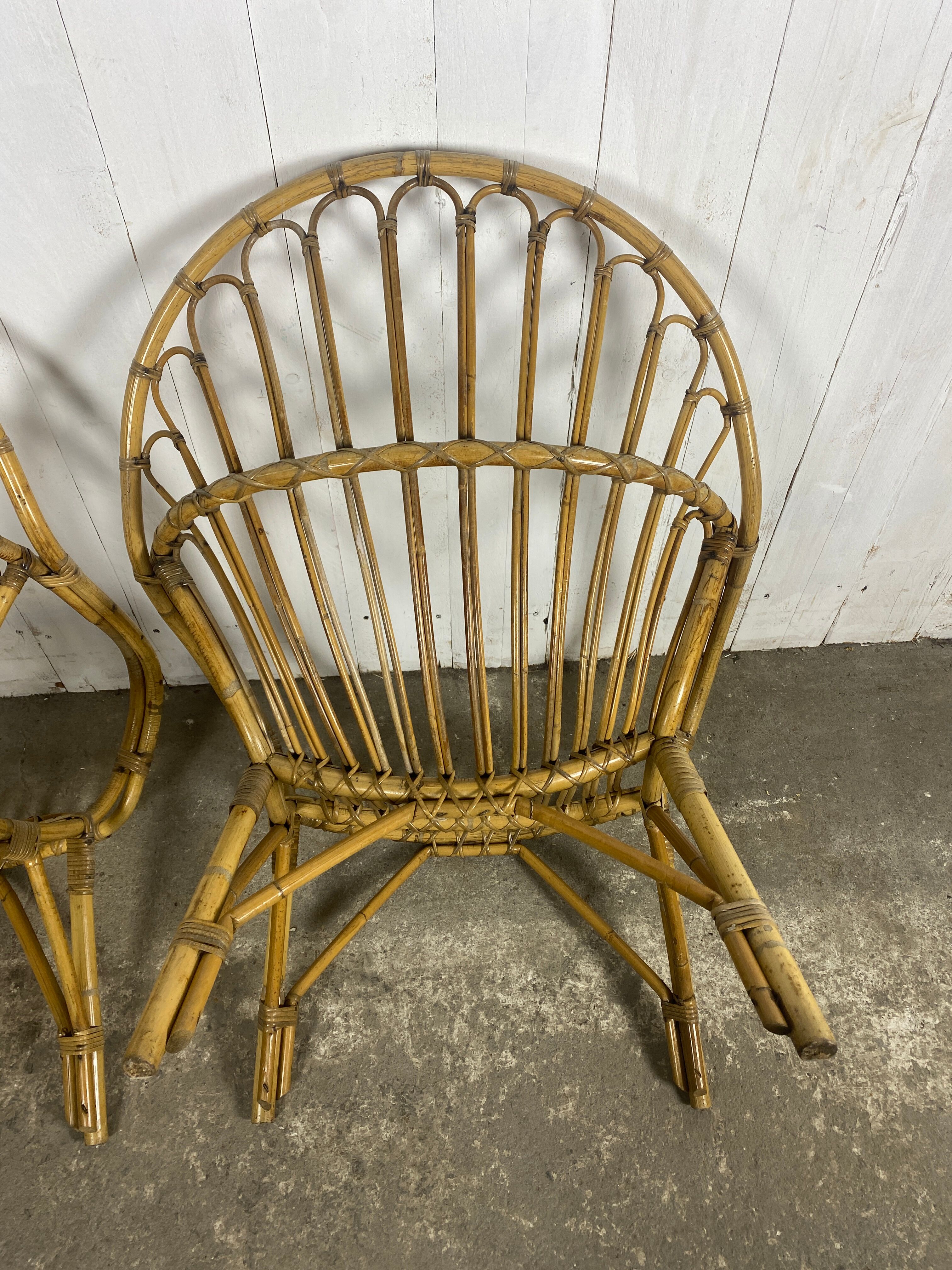 Paire de fauteuils rotin