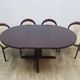 Dining set, brown mahogany, beige fabric, Lübke, Germany, 1960s.