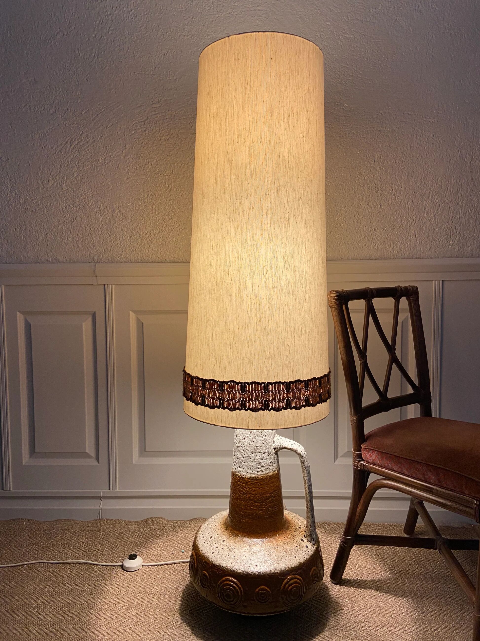 XL floor lamp by Hustadt Leuchten, studio ceramic, 1970s, mid-century, vintage, brutalist, fat lava