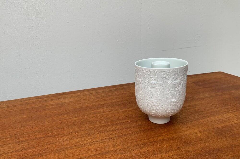 White porcelain candlestick from mid-century by Bjørn Wiinblad for Rosenthal.