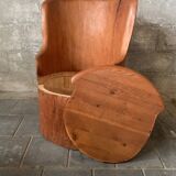 Scandinavian Swedish pine log stump chair "kubbstol" 1970s