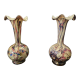 Set of two blown glass and multi-colored soliflores