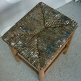 Wooden and straw workshop stool