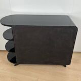 French Art Deco Half Cabinet in Black Lacquer and Mahogany, 1930