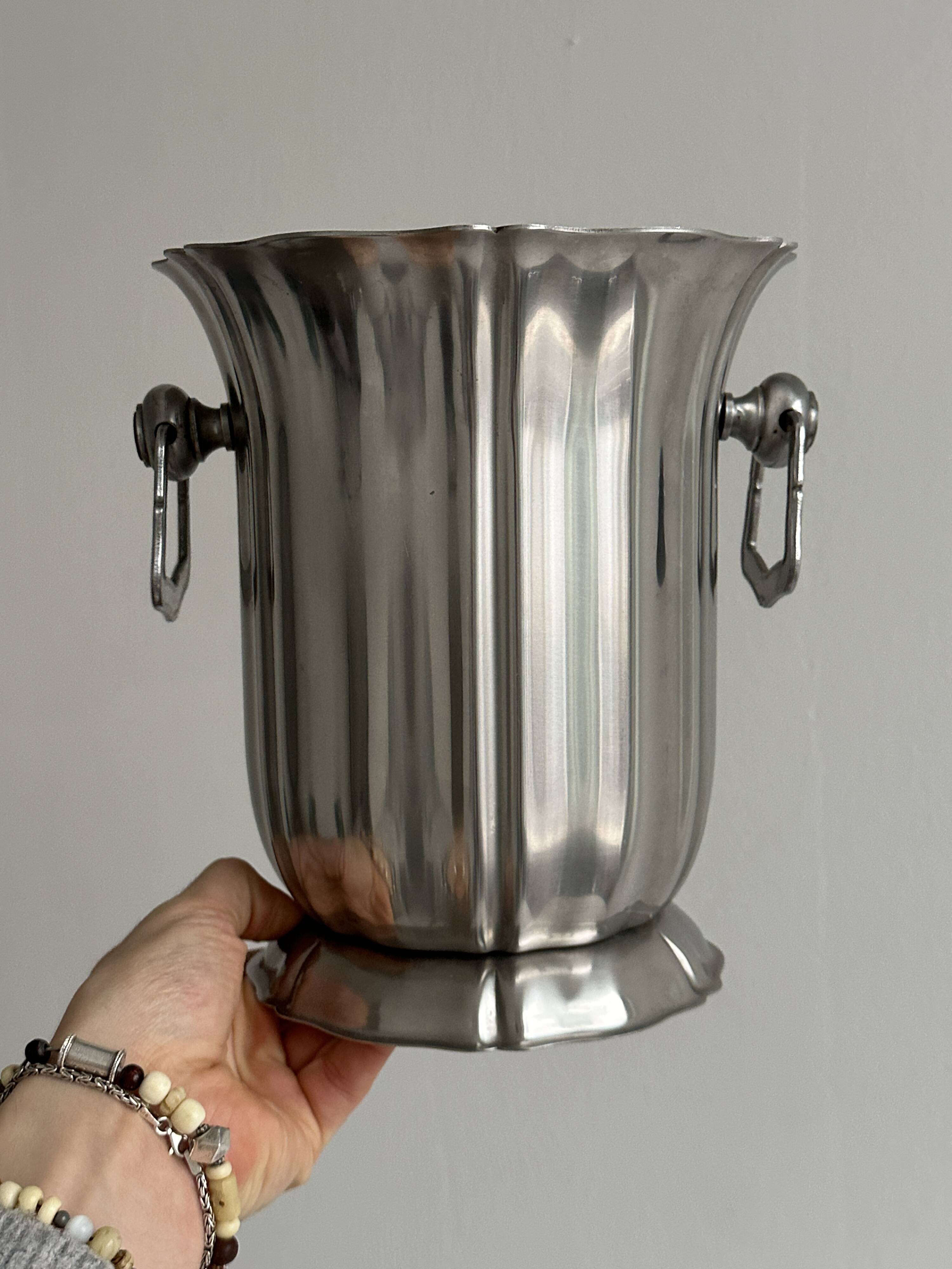 Guy Degrenne champagne bucket in 18/10 stainless steel