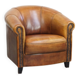 Sheepskin leather club chair