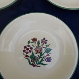 5 hollow plates in salins earthenware floral decoration diam 22 cm