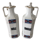 2 old bottles of oil and vinegar made in slovakia
