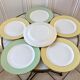 Set of 4 flat plates Saint-Amand pastel yellow and almond green 60s