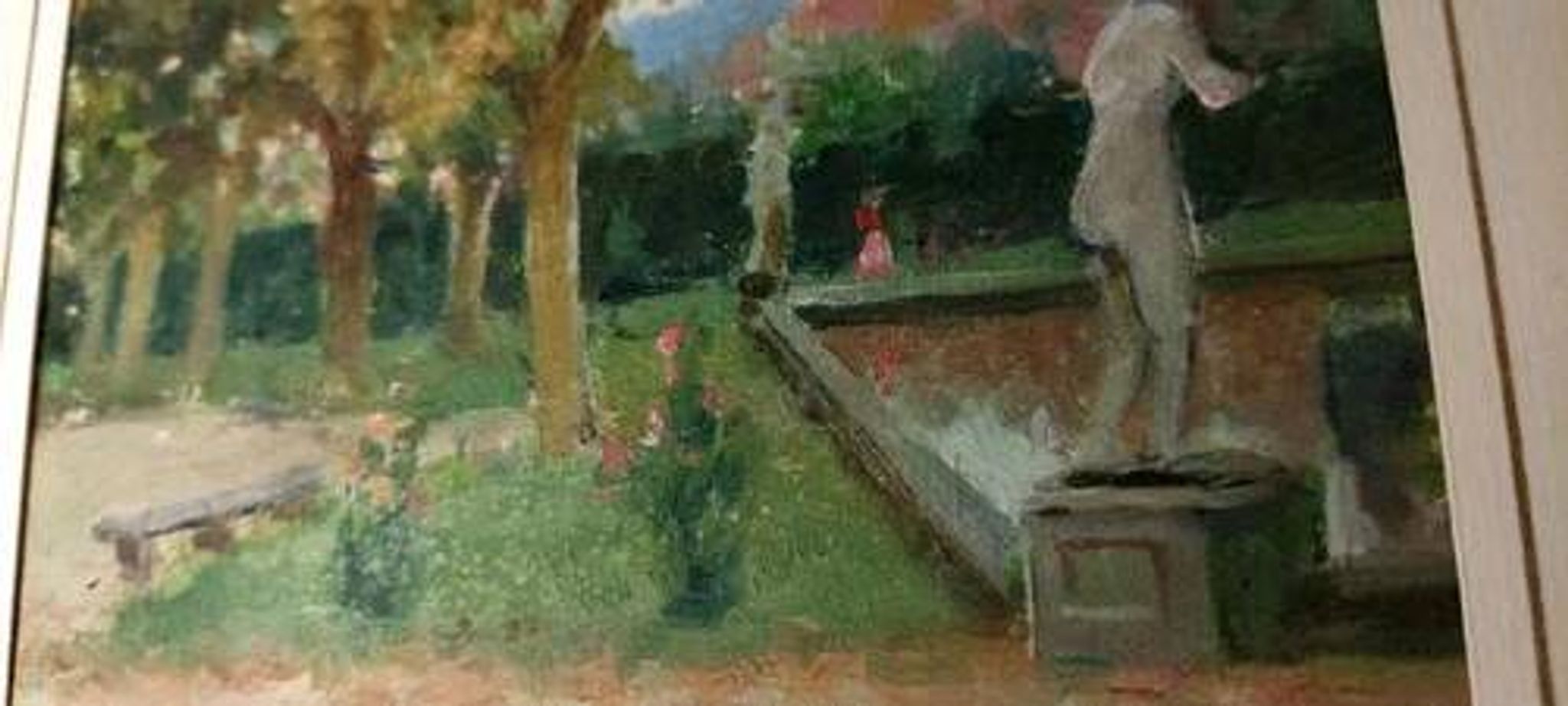 Huile sur panneau peinture Jardin de Villa Toscane