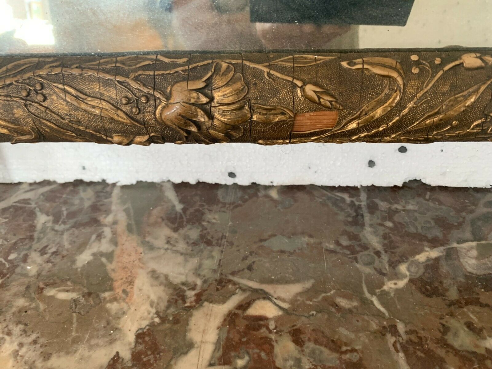Louis XVI style mirror in wood and patinated stucco XX century 105 X  75cm