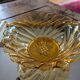 Amber glass floral bowl – 1960s-1970s