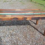 Polychrome teak dining table for 8 to 10 people