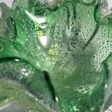 Green Silver leaf particles ash tray by Barovier Toso Murano