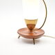 Lamp tripod vintage teak brass opaline