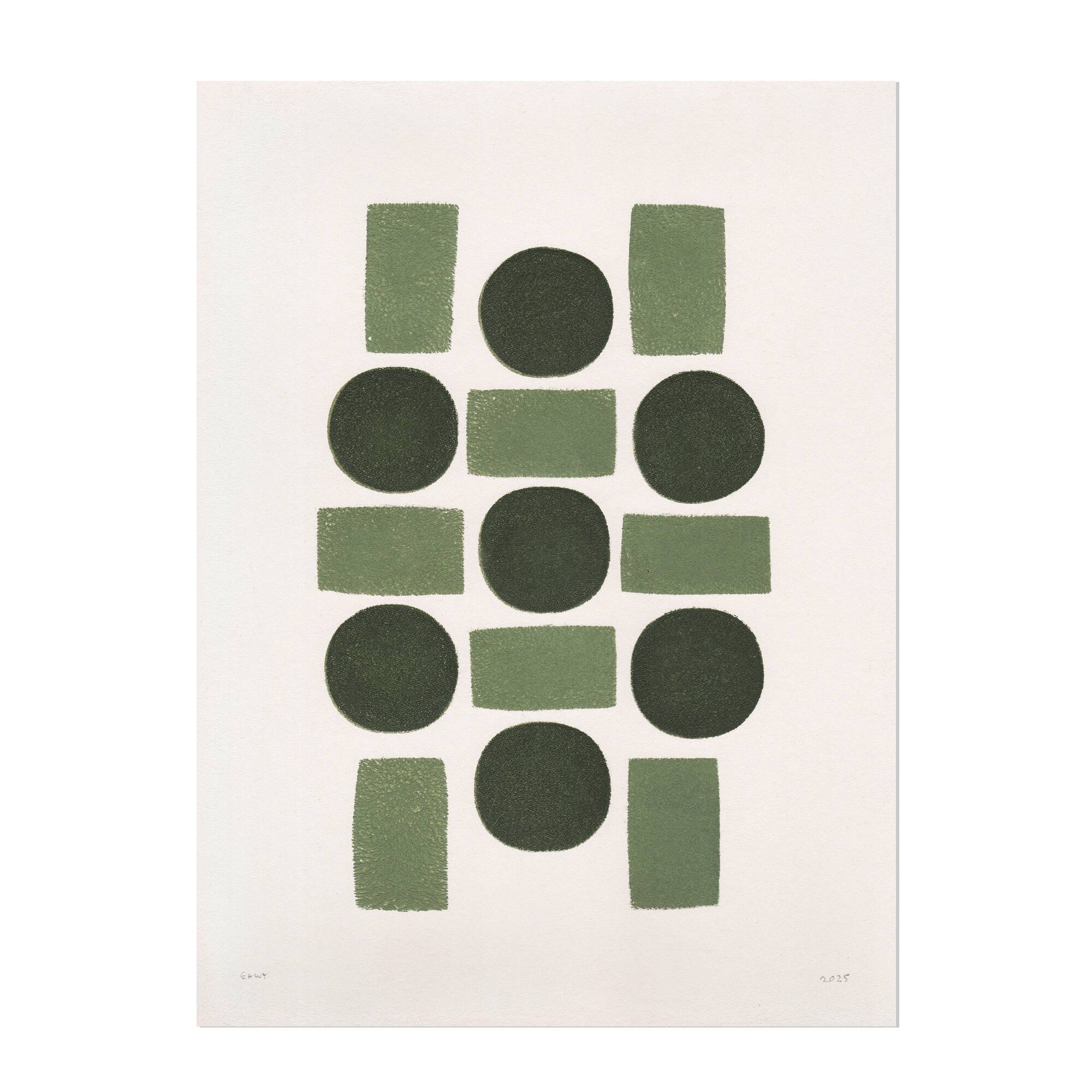 Collection of 6 abstract paintings on paper without frames signed eawy.