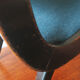 Jens Risom armless chair with ebonized frame and petrol blue-green covers