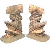 Pair of Aztecs 70's bookends in Agatha - Tellez Mines Serre Hbar - Handmade - Mexico