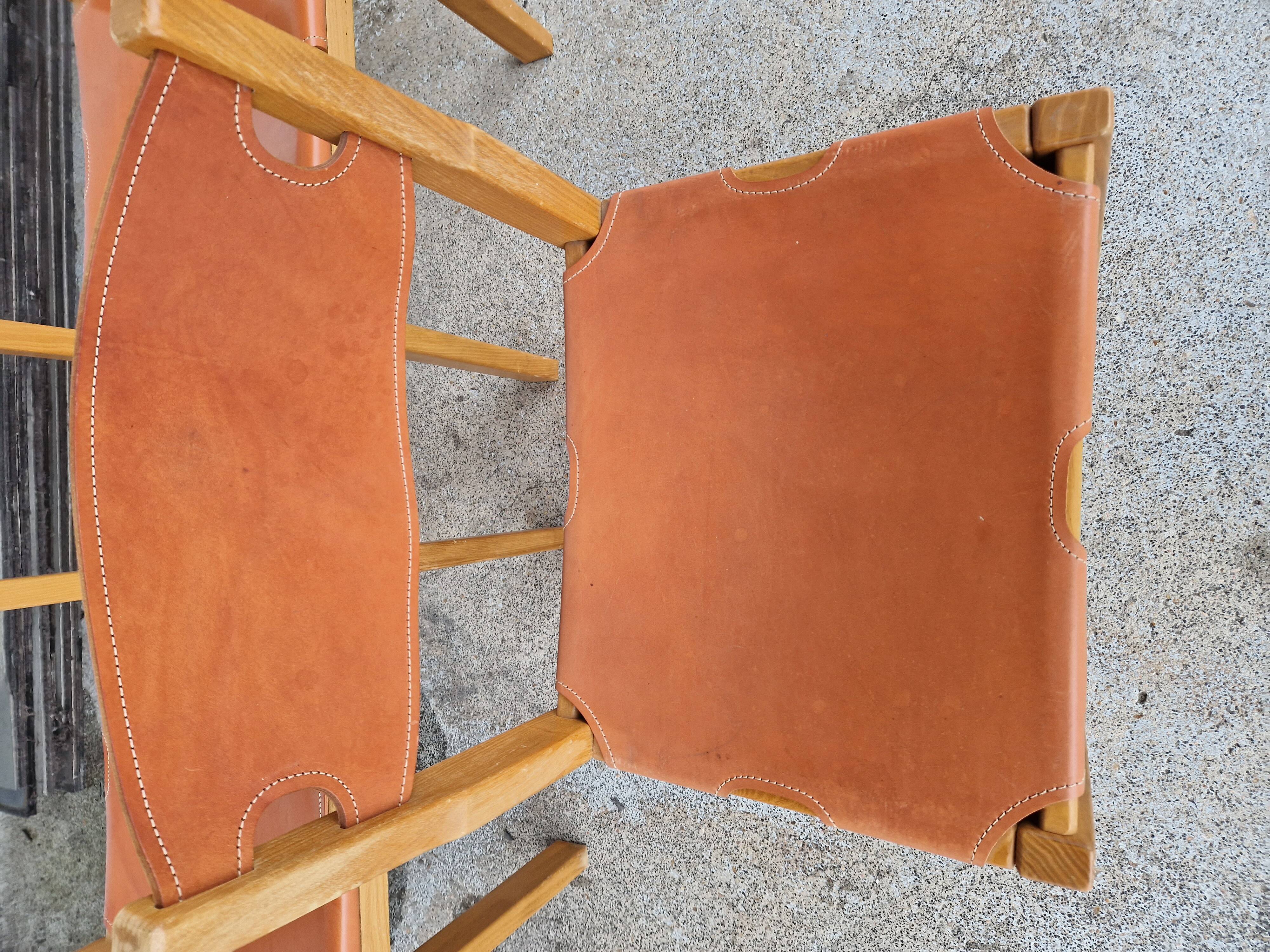 Vintage elm chair by Maison Regain, France 1980