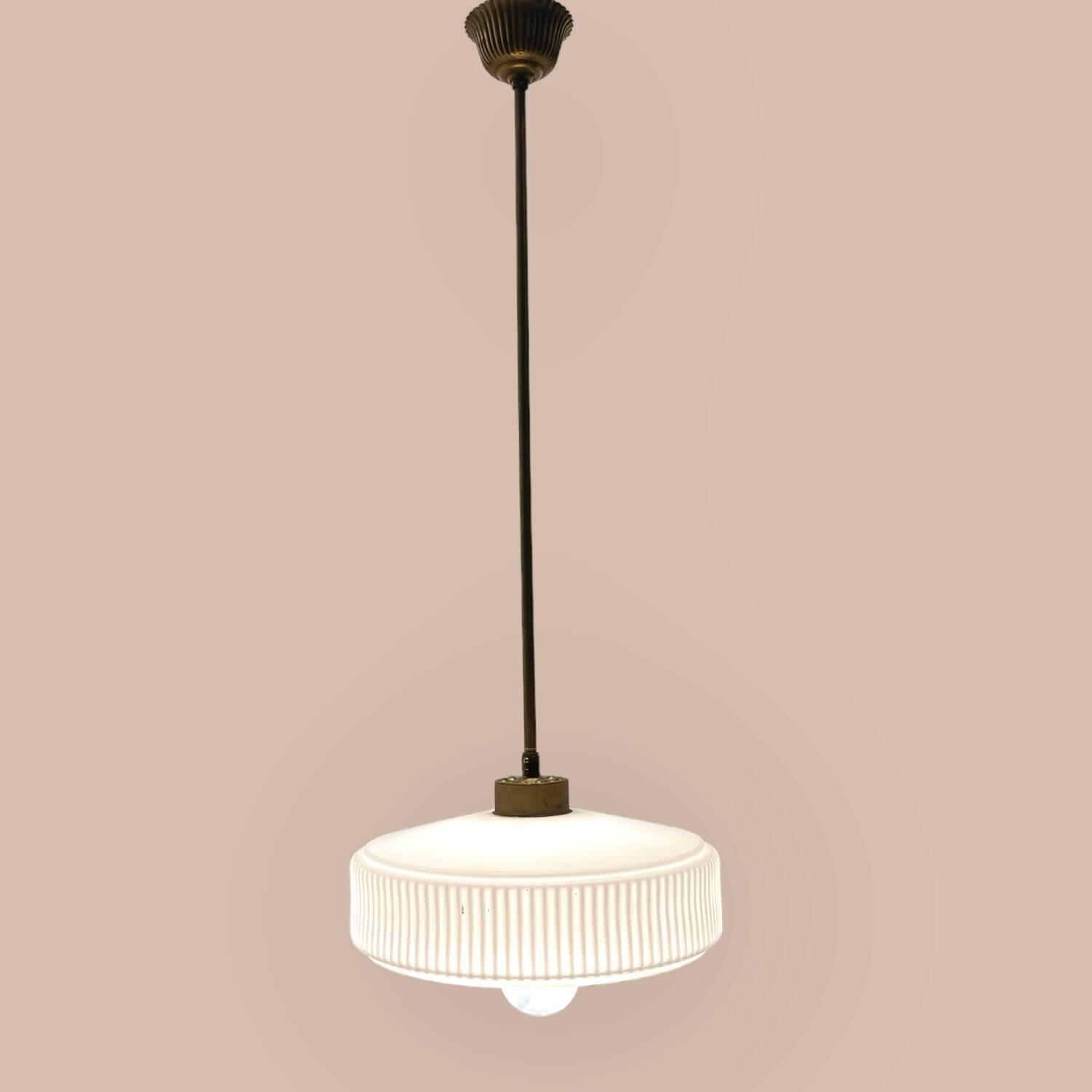 Opaline Glass Light Pendant 1950’s