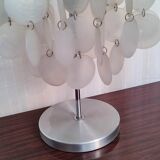 Aluminum table lamp and vintage mother-of-pearl tablets