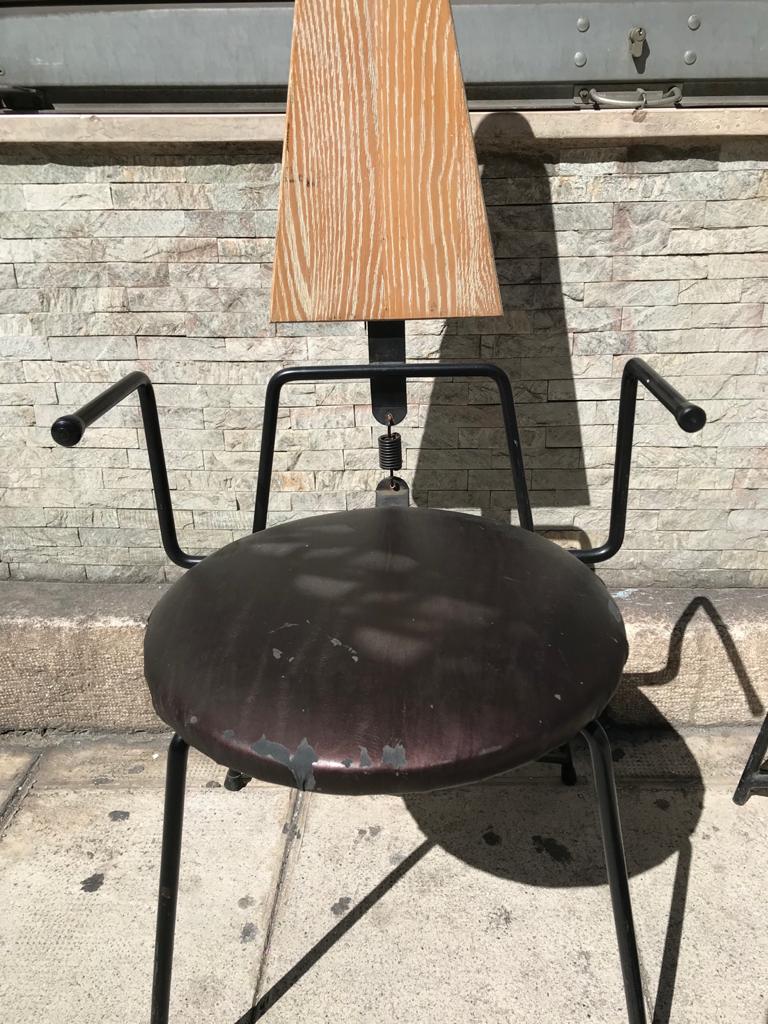 Paire de chaises originales cuir bois métal