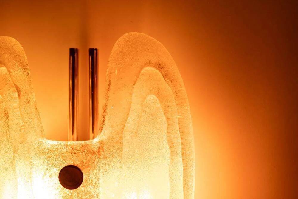 Space Age wall light in glass by Hillebrand, brass and glass.