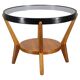 Mid-century oak and glass round coffee table by Kropáček & Koželka