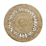 Tapis rond en jte motif ajouré 70 cm