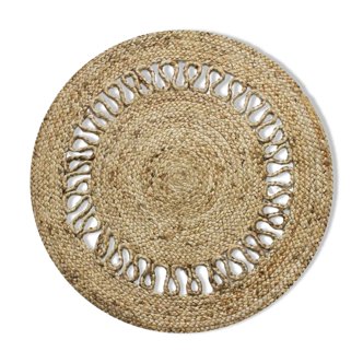 Tapis rond en jte motif ajouré 70 cm