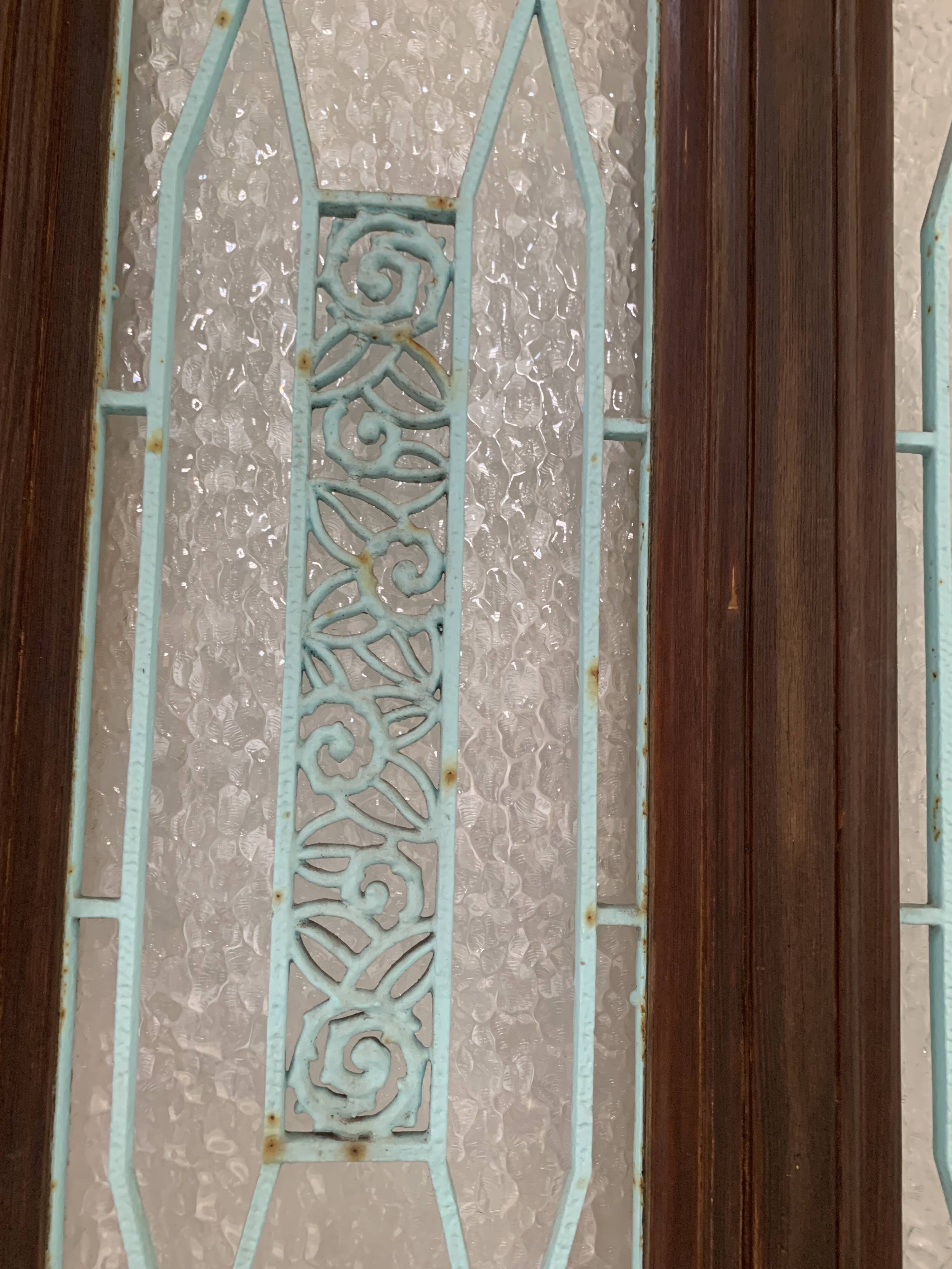 Art Deco style entrance door in solid wood, 20th century