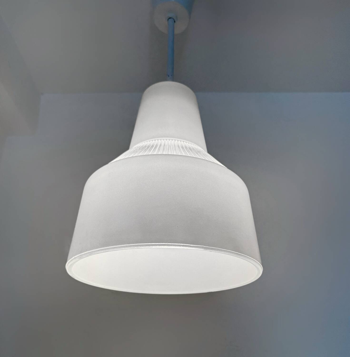 Holophane glass chandelier from the 1970s.