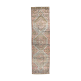 Faded brown & beige turkish runner rug 339x91cm