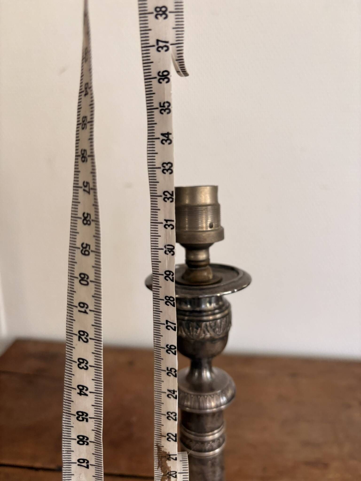 Silver Metal Lamp Base Louis XVI Regency Style Candle Holder 19th Century