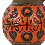 Rare Orange Convex Vase West Germany Pottery Wekara 1850-18