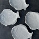 Lot de 4 assiettes poisson en faïence blanche