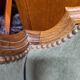 Vintage Louis XV style wing chair, light green velvet