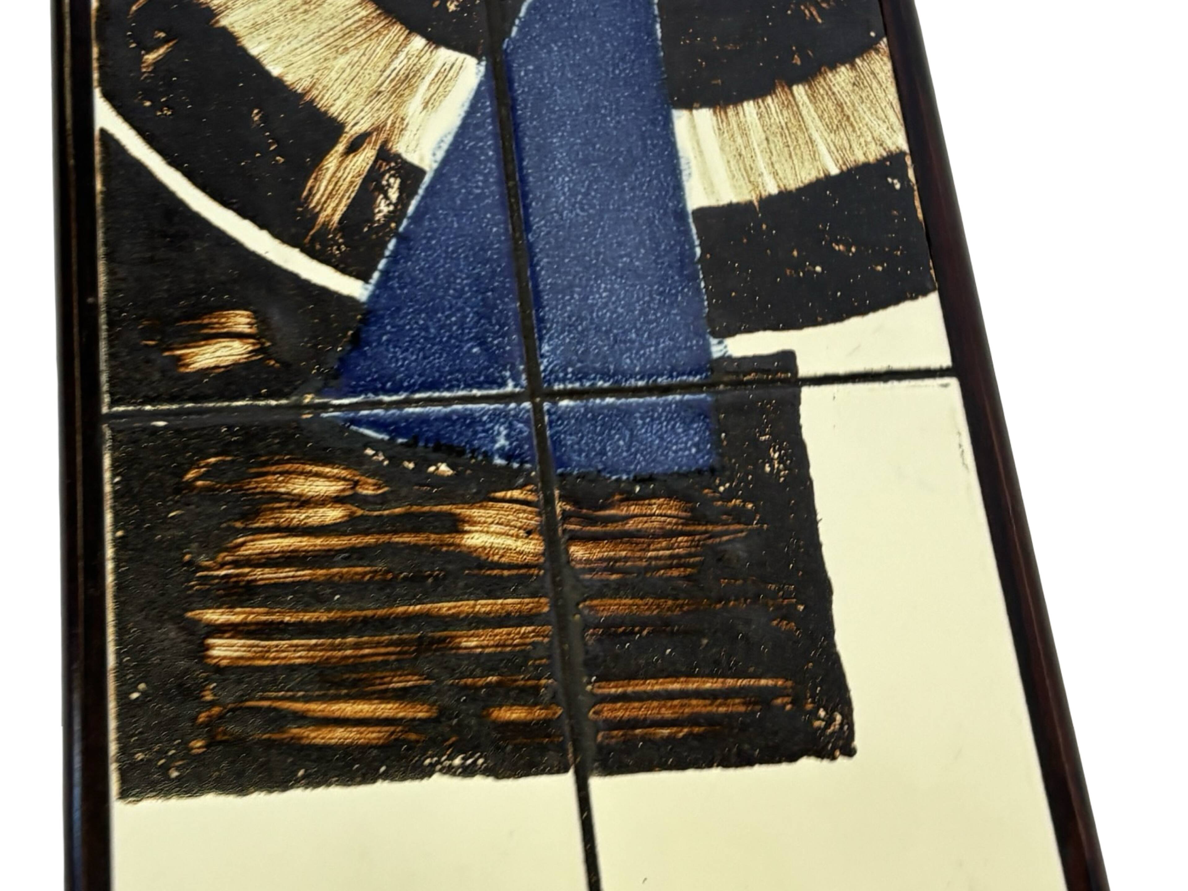 Vintage plant table small side table with rosewood tiles