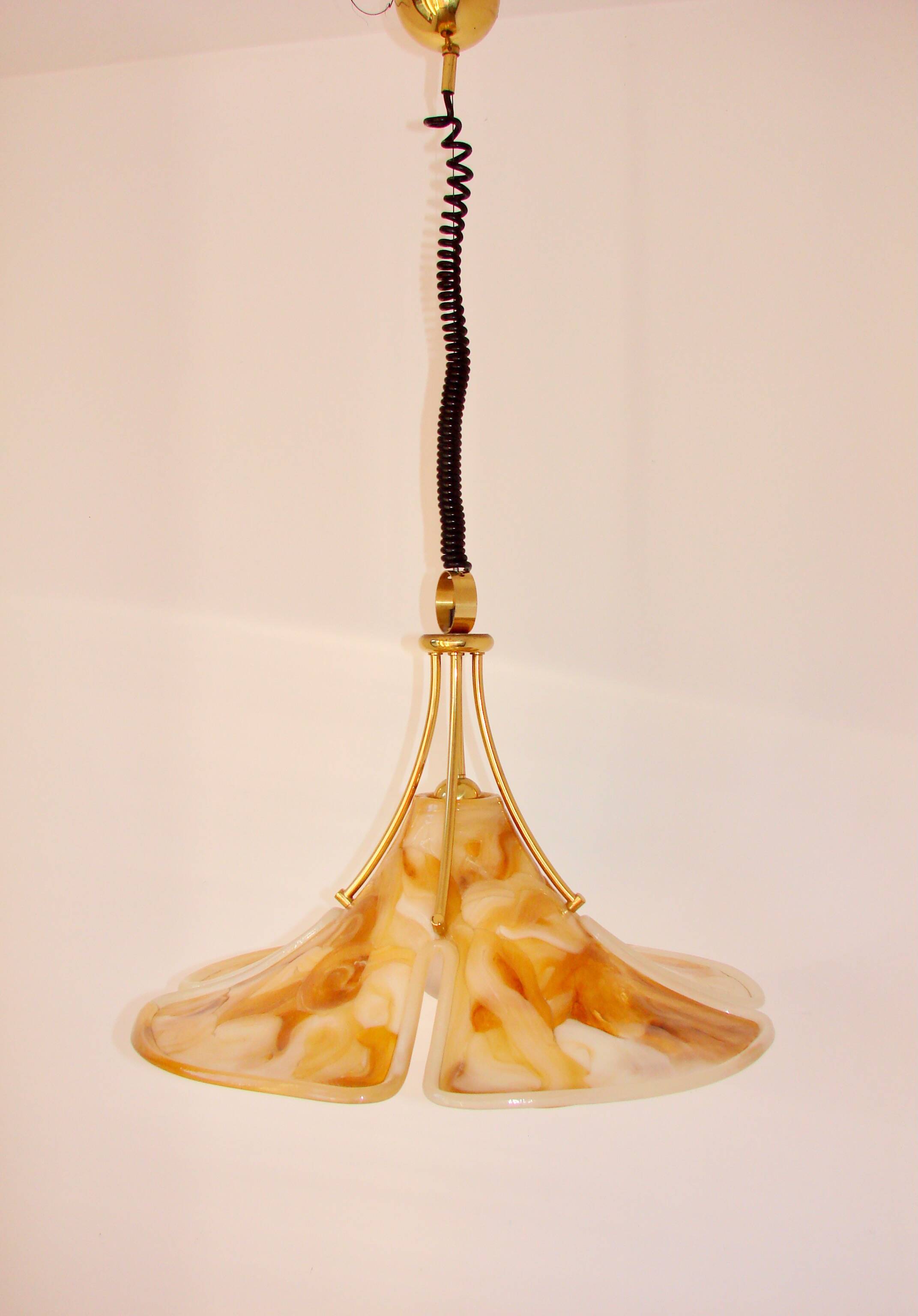 Tulip Cosack pendant lamp, 1970s, brass, 60 cm, E27