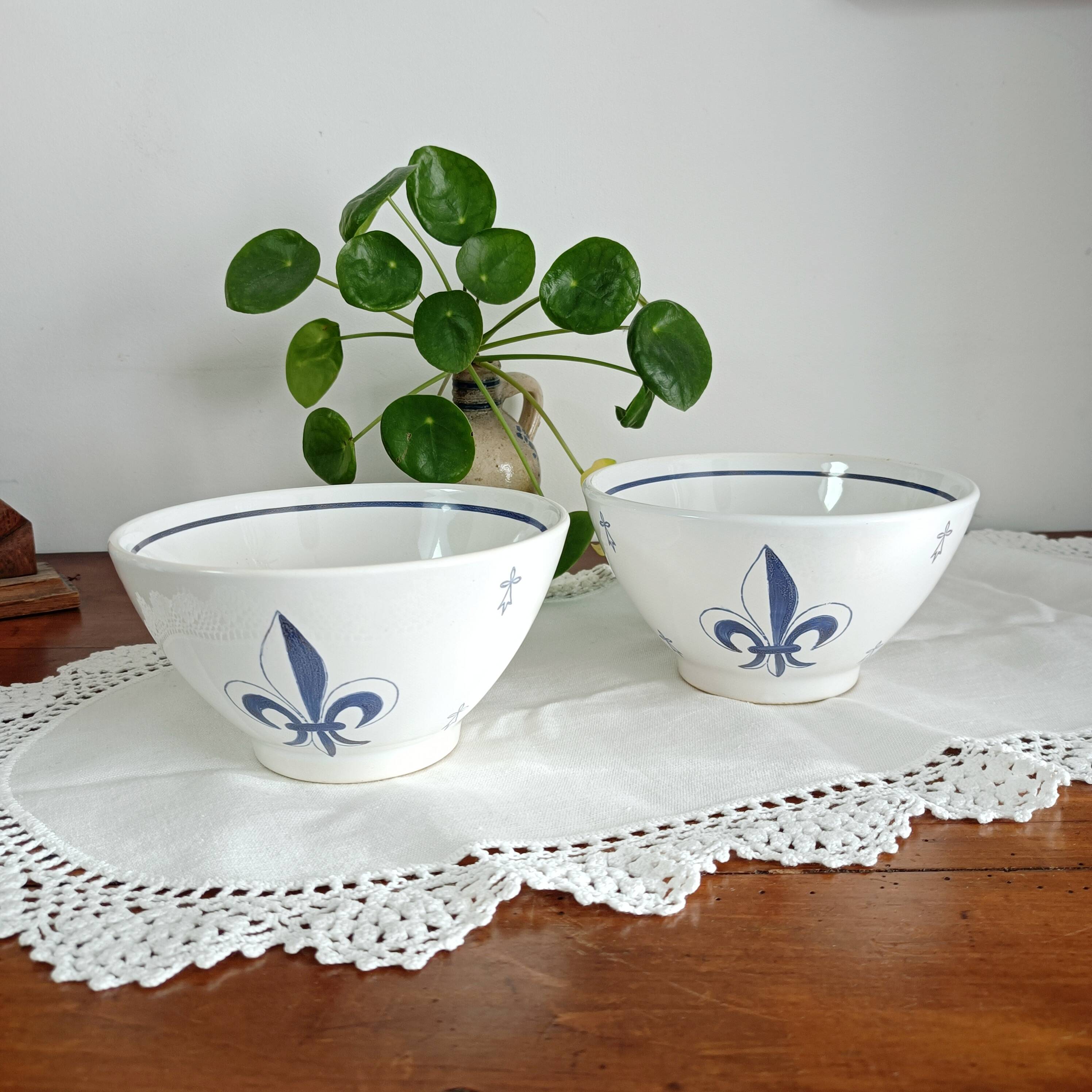 Lot de 2 bols bretons Pornic, fleur de lys