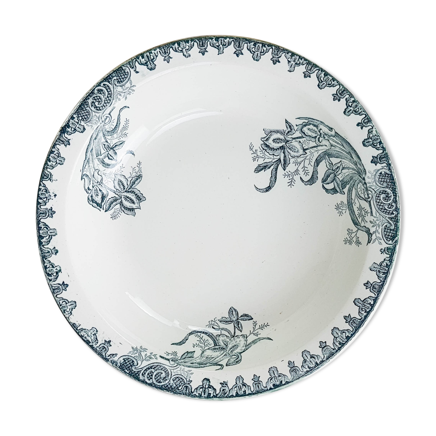 Grand plat creux « Iris «  Terre de fer Saladier