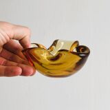Cendrier en verre épais jaune ambré