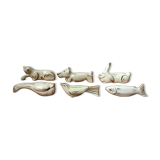 Set of 6 animal knife holders in Limoges porcelain